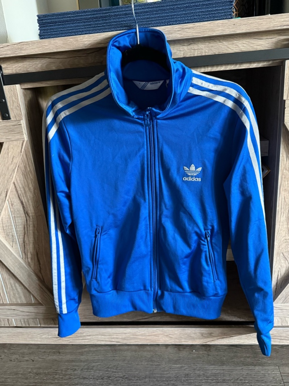 adidas Blue Track Jacket with White Stripes